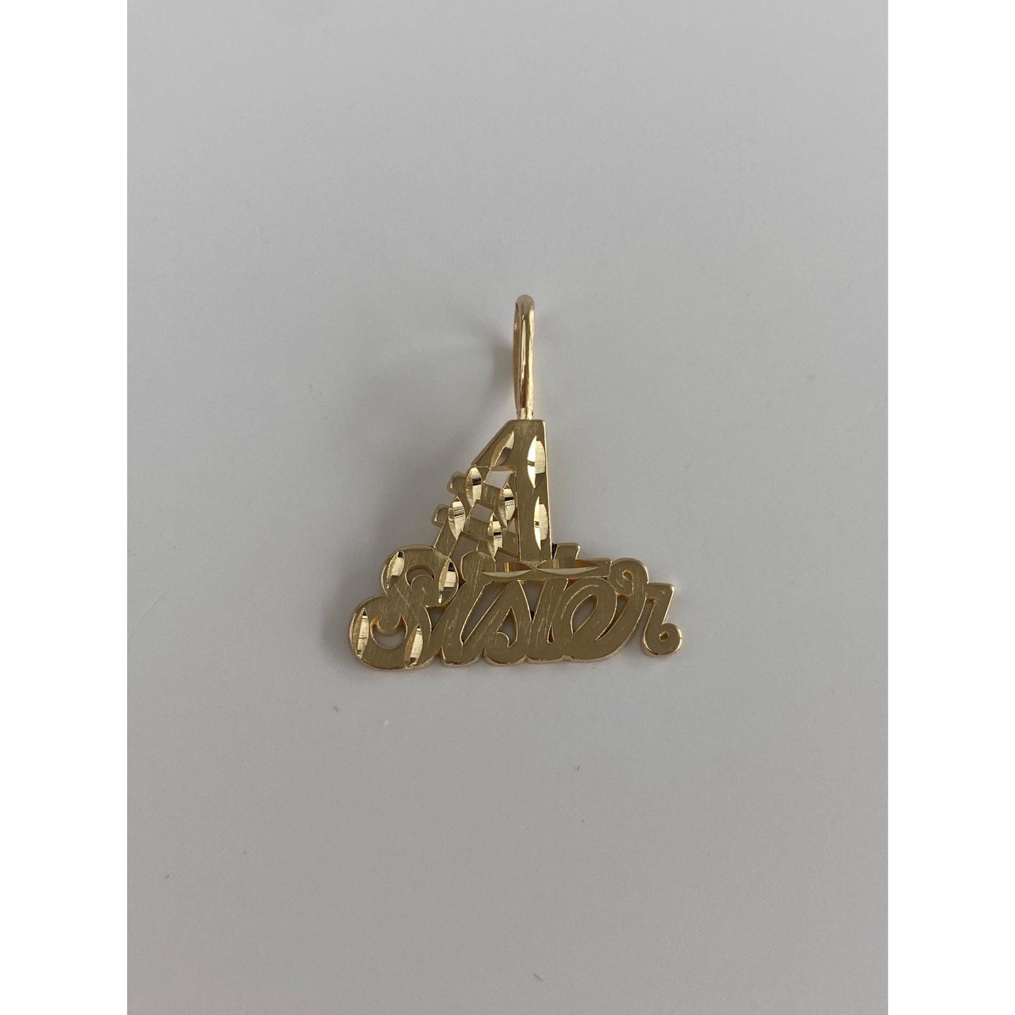 Vintage Solid 14k Yellow Gold Diamond Cut '#1 Sister' Charm