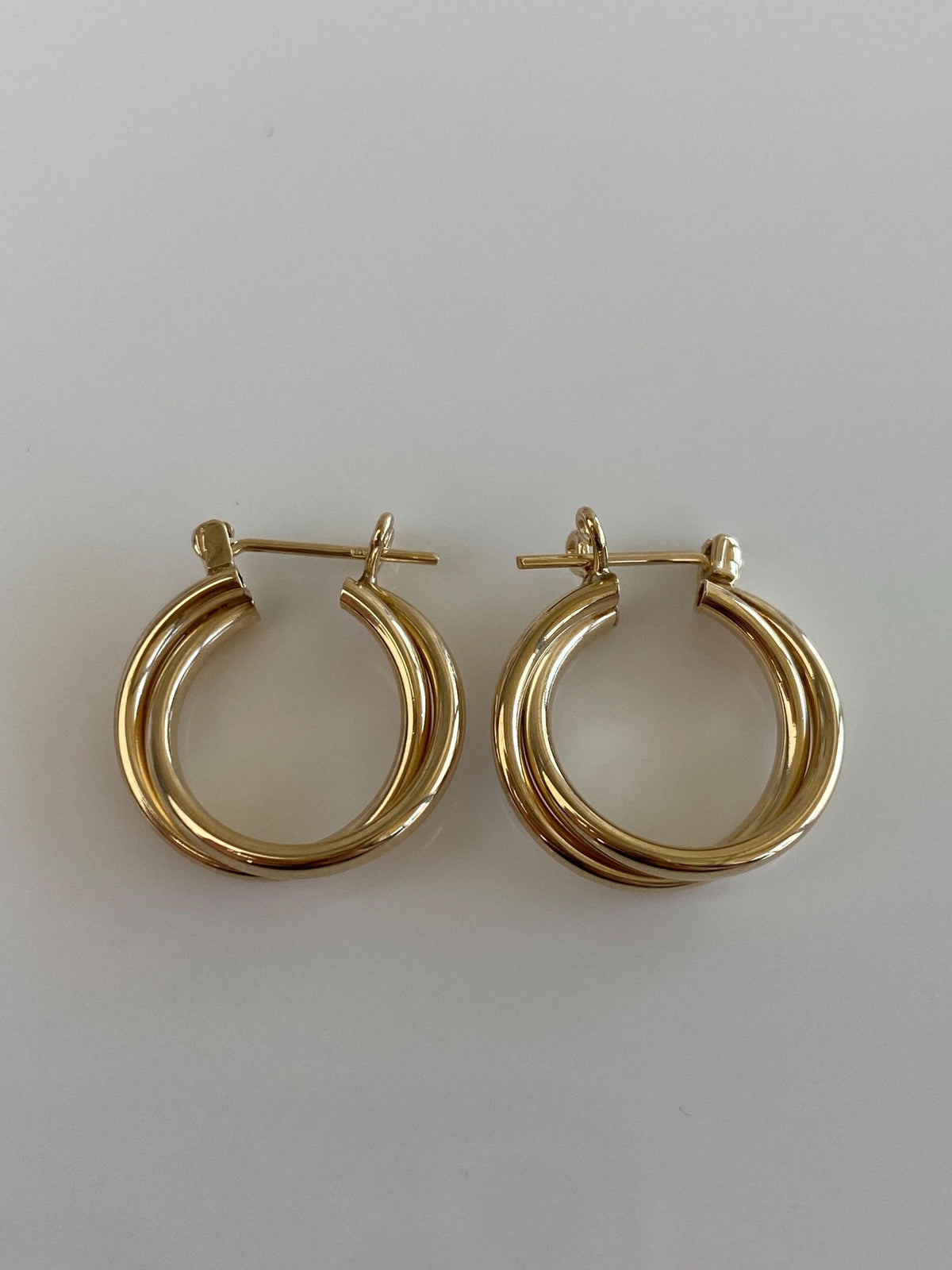 Vintage 14k Yellow Gold Layered Hoop Earrings