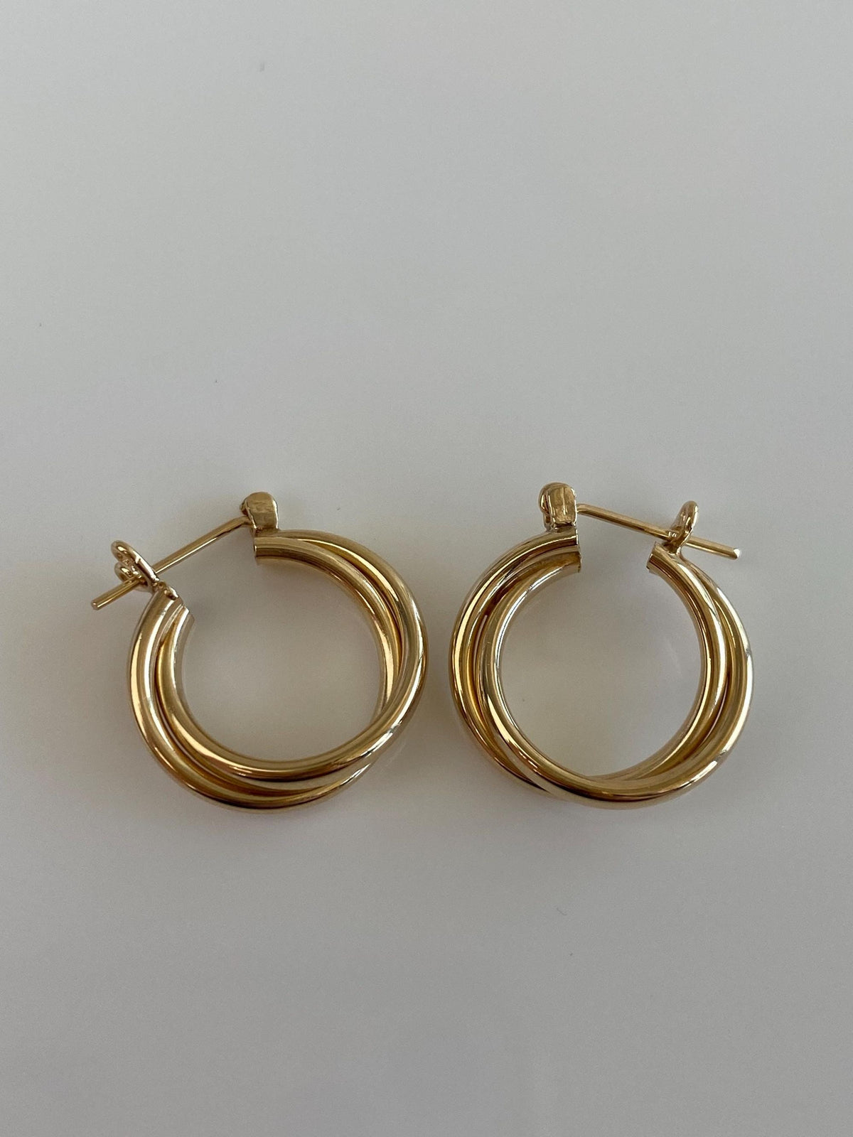 Vintage 14k Yellow Gold Layered Hoop Earrings