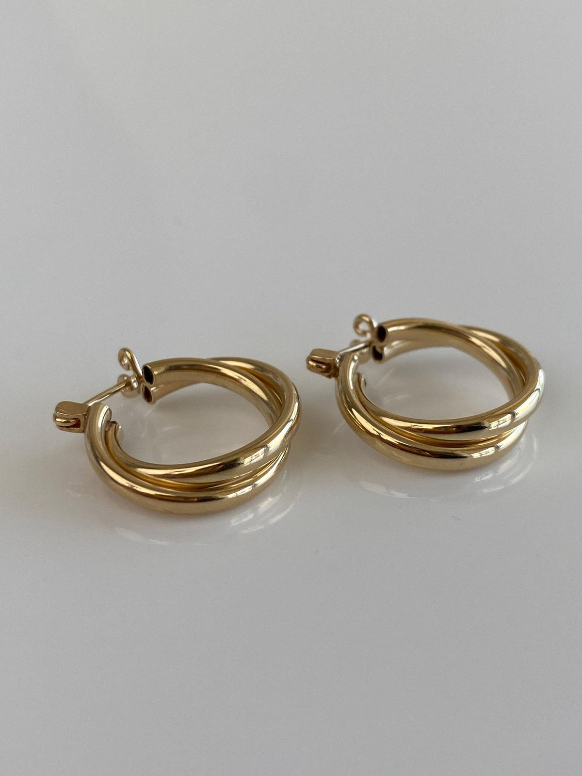 Vintage 14k Yellow Gold Layered Hoop Earrings