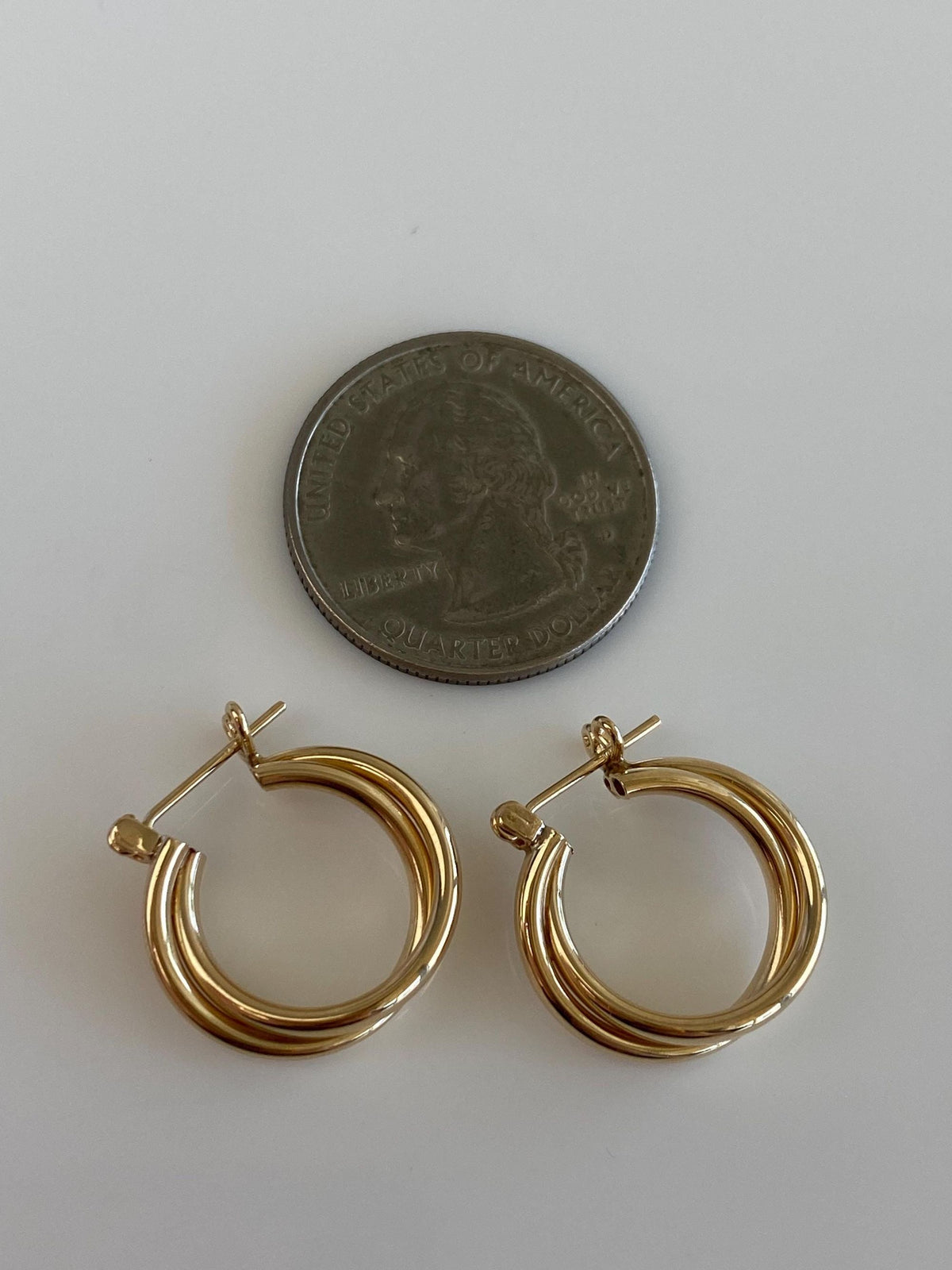 Vintage 14k Yellow Gold Layered Hoop Earrings