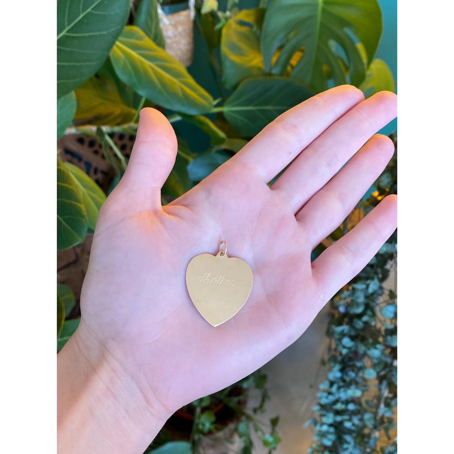 Vintage Solid 14k Yellow Gold Mother Heart Charm