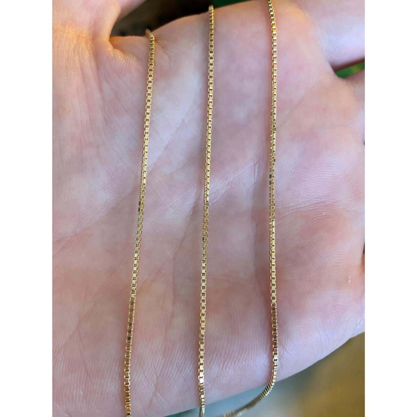 Vintage Solid 18k Yellow Gold Box Chain Necklace - 23.75 inches