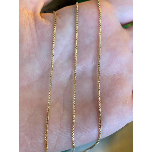 Vintage Solid 18k Yellow Gold Box Chain Necklace - 23.75 inches
