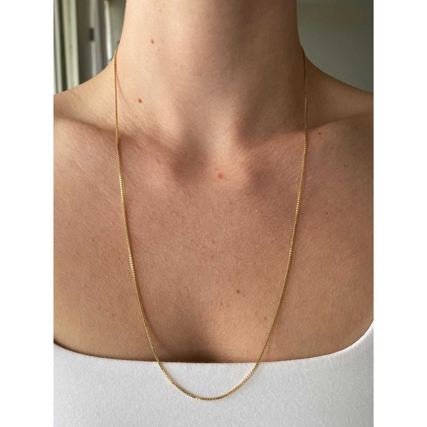 Vintage Solid 18k Yellow Gold Box Chain Necklace - 23.75 inches