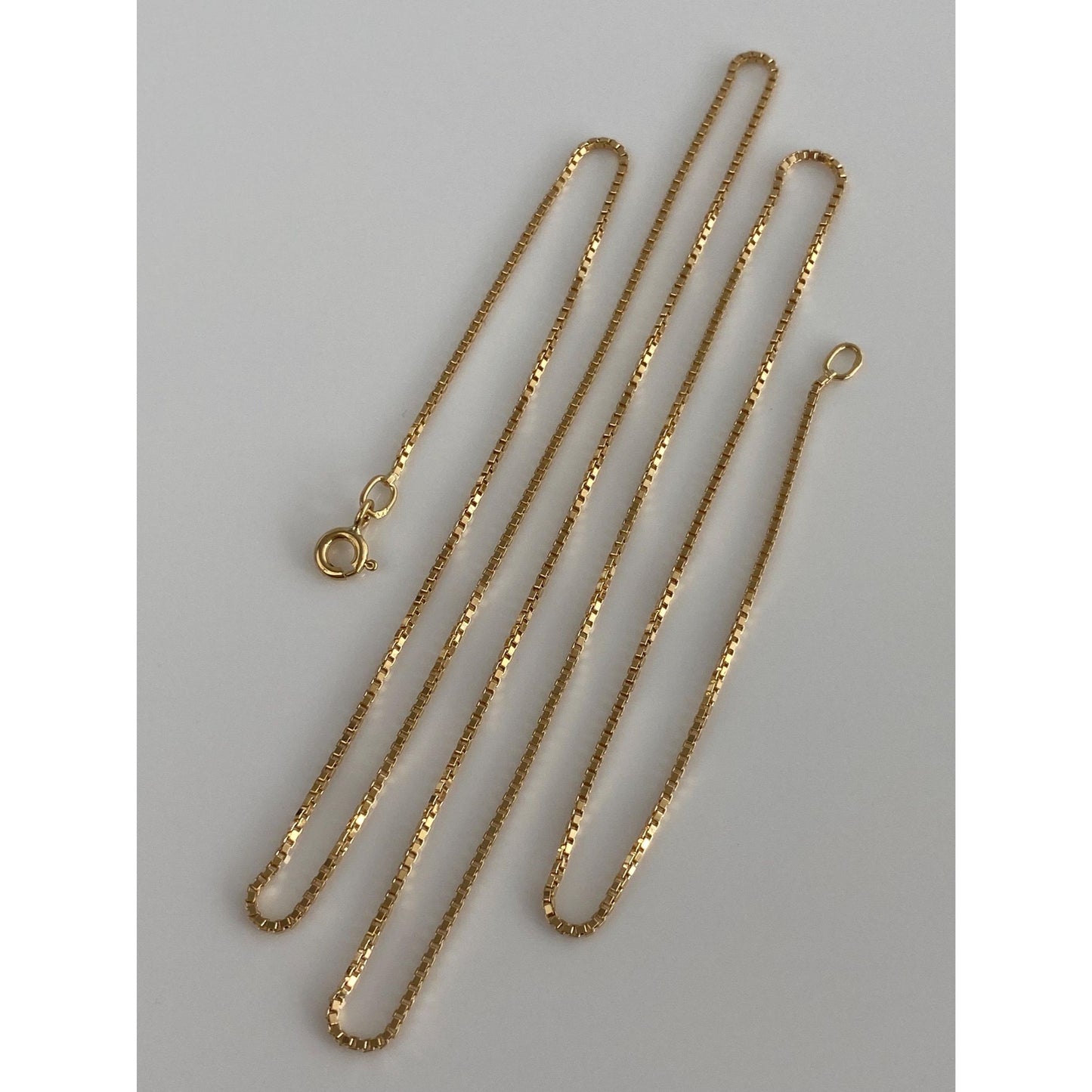 Vintage Solid 18k Yellow Gold Box Chain Necklace - 23.75 inches