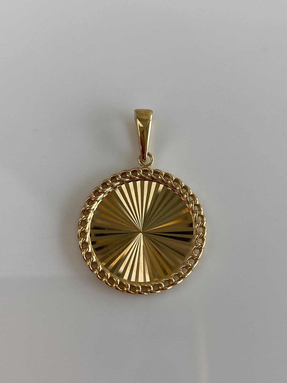 Solid 14k Yellow Gold Engine Turned Pendant