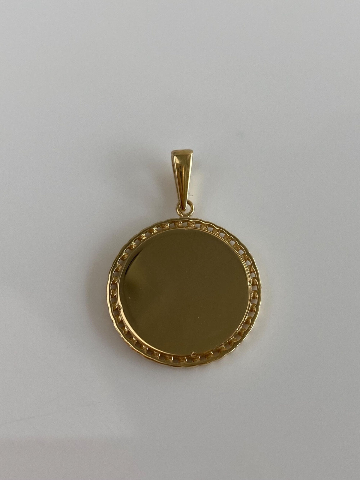 Solid 14k Yellow Gold Engine Turned Pendant
