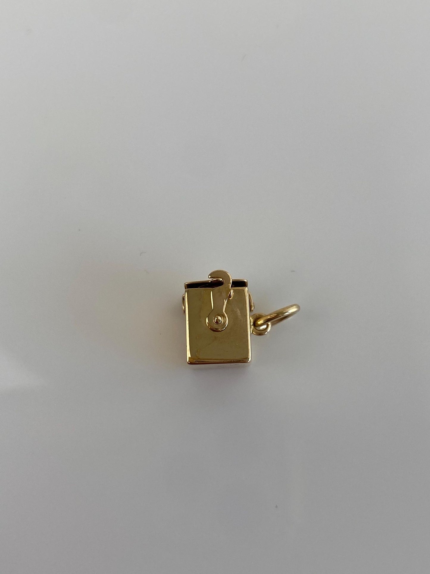 Vintage Solid 14k Yellow Gold Articulated Black Enamel Jack in The Box Charm