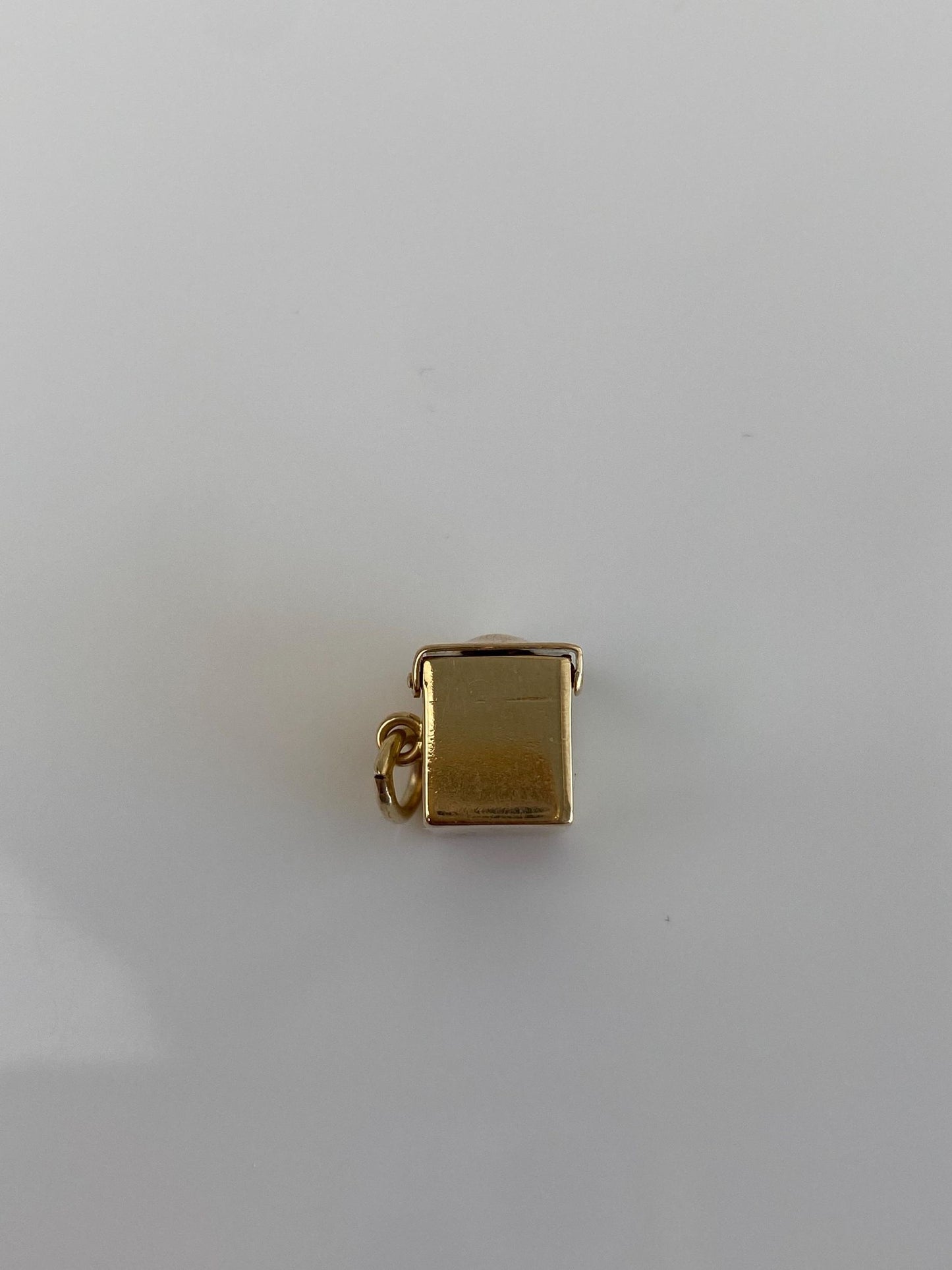 Vintage Solid 14k Yellow Gold Articulated Black Enamel Jack in The Box Charm