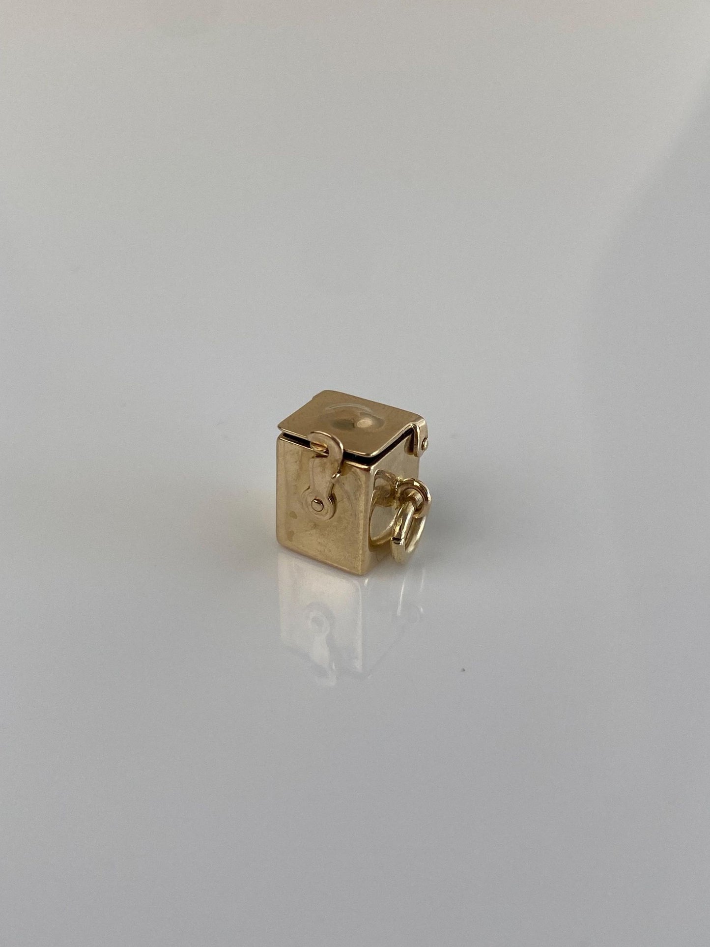 Vintage Solid 14k Yellow Gold Articulated Black Enamel Jack in The Box Charm