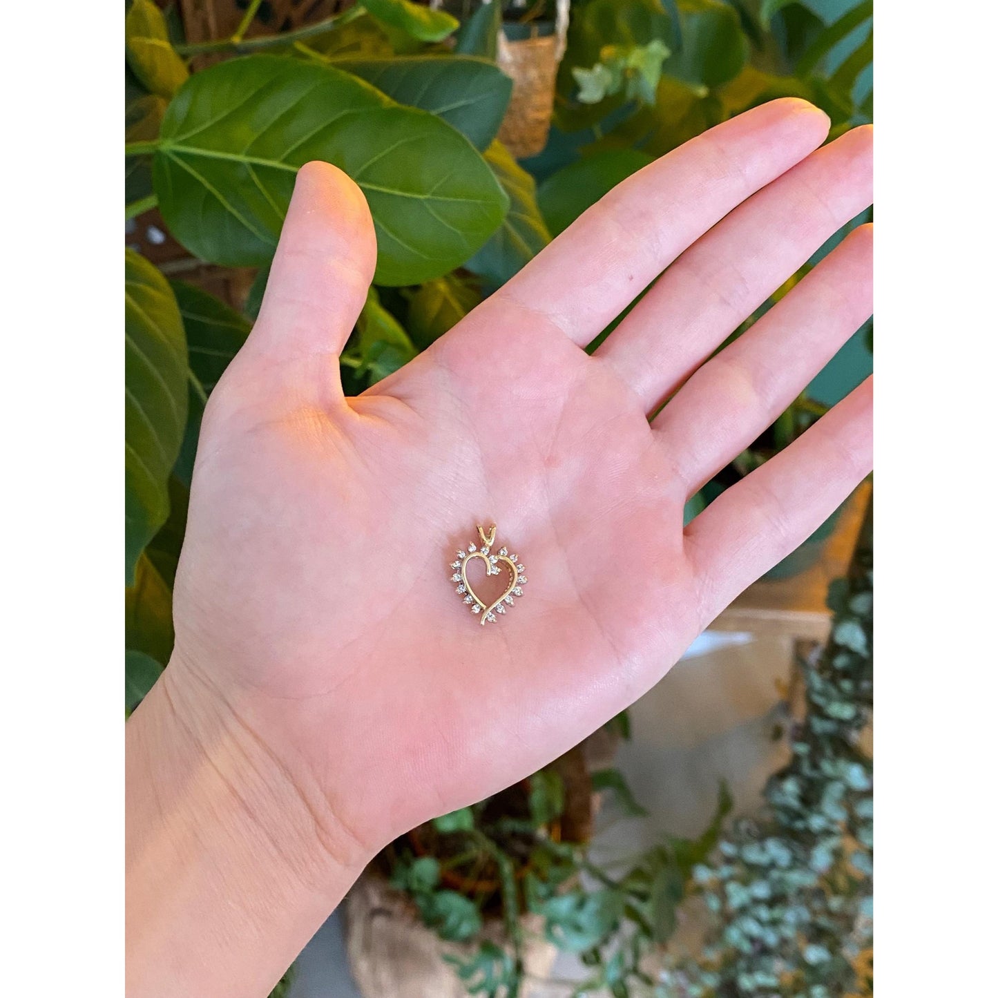 Vintage Solid 14k Yellow Gold Diamond Heart Charm