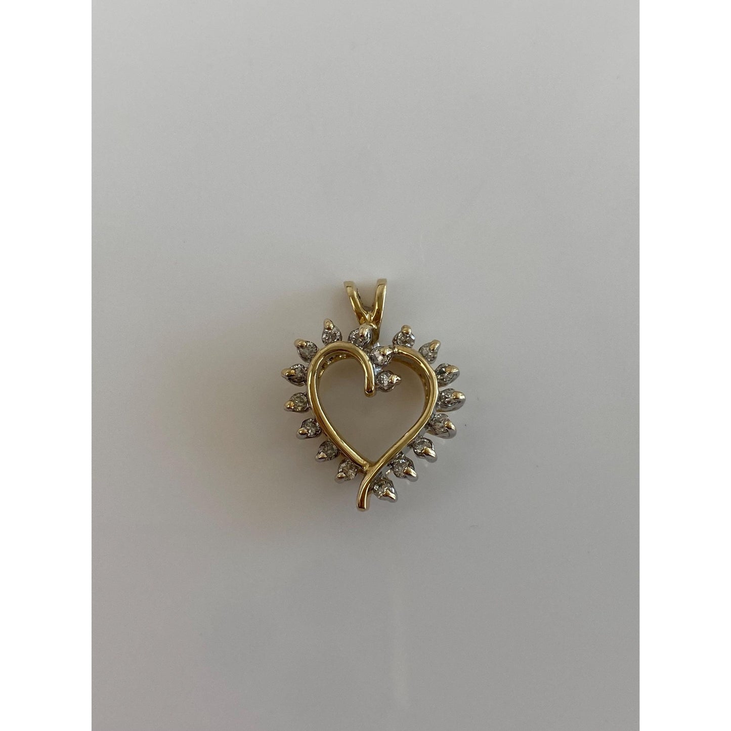 Vintage Solid 14k Yellow Gold Diamond Heart Charm
