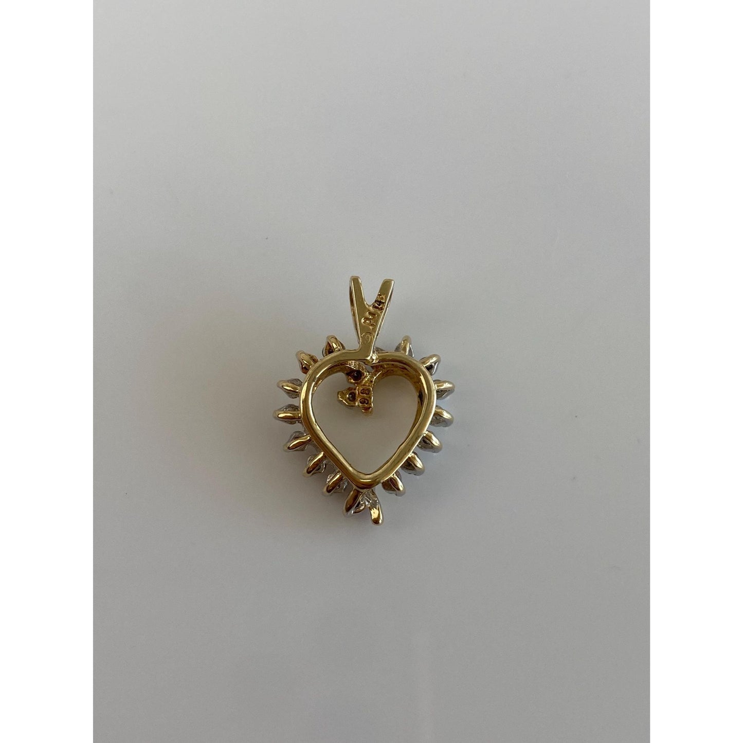 Vintage Solid 14k Yellow Gold Diamond Heart Charm