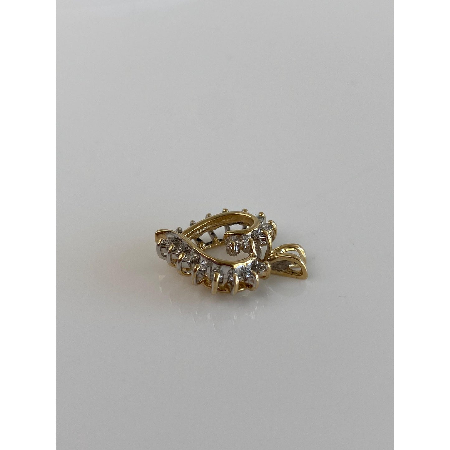 Vintage Solid 14k Yellow Gold Diamond Heart Charm