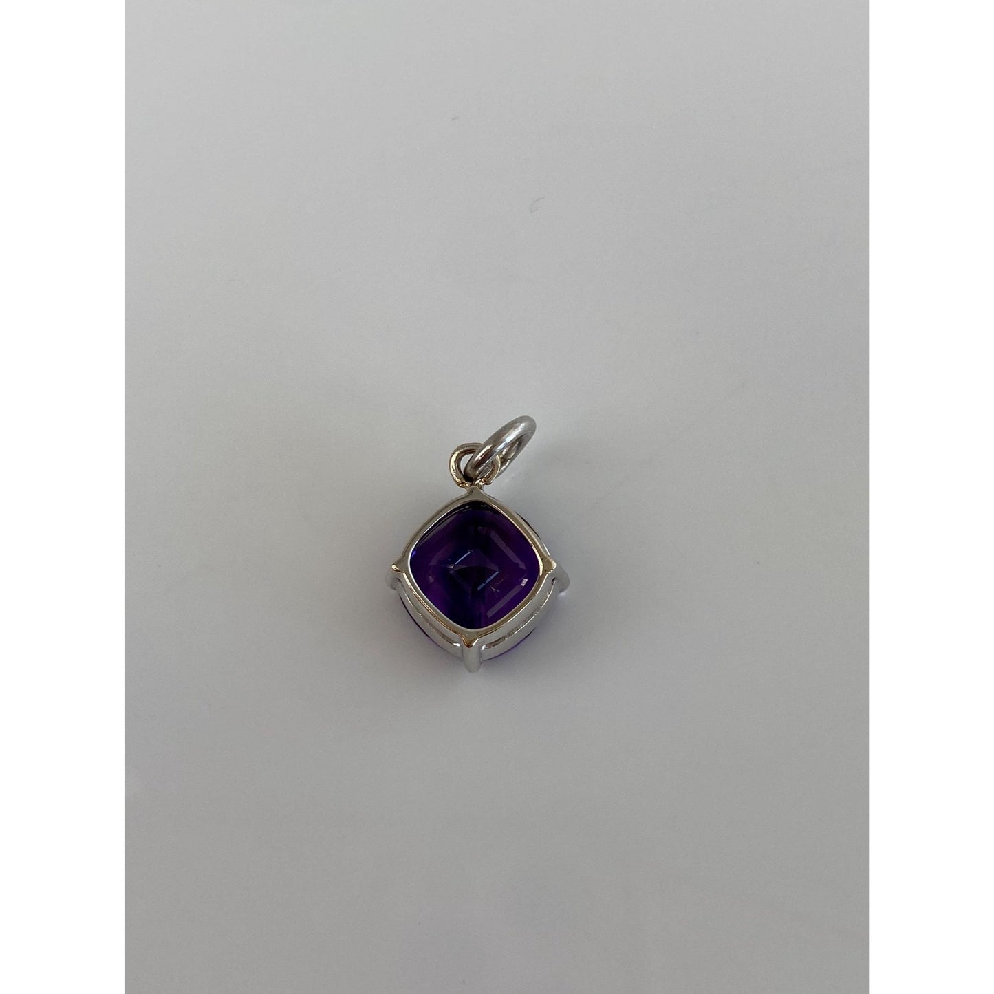 Vintage Solid 18k White Gold Amethyst Charm