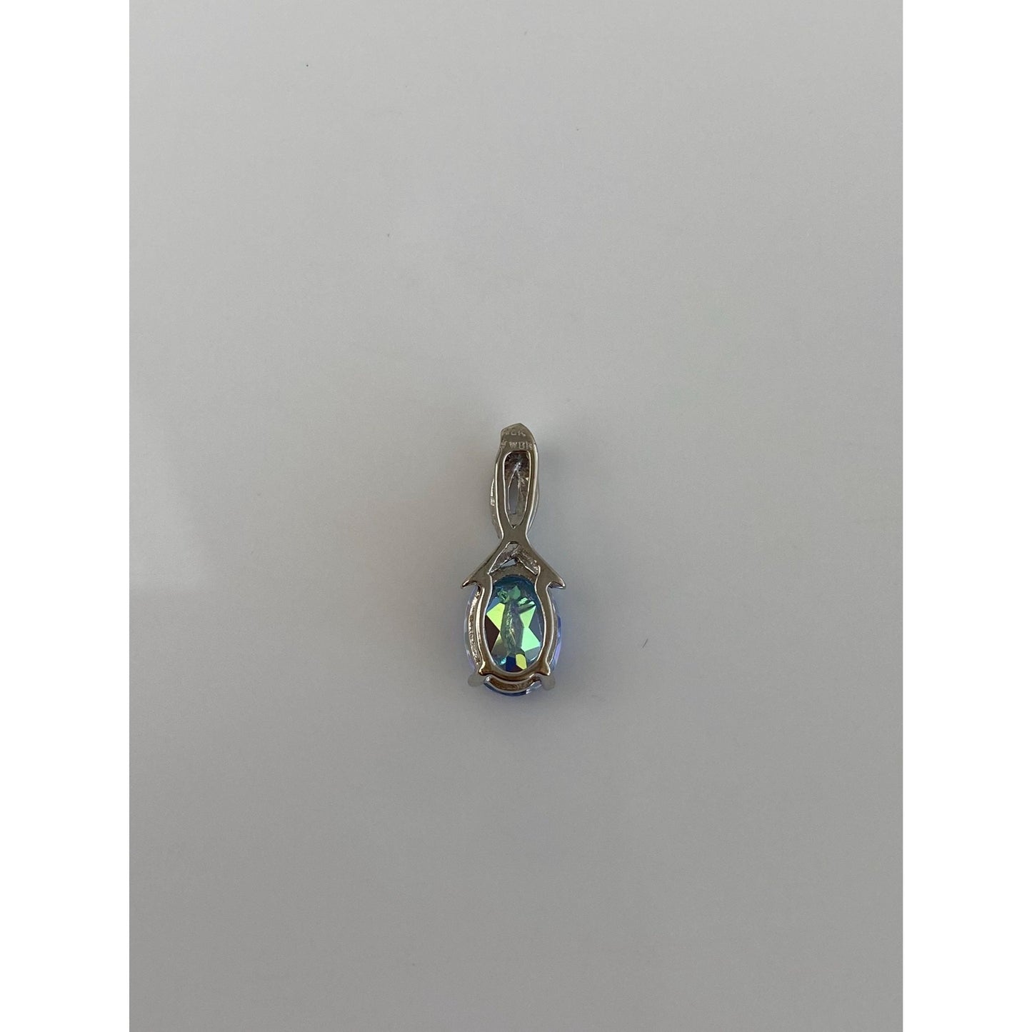 Vintage Solid 10k White Gold Diamond Mystic Topaz Charm