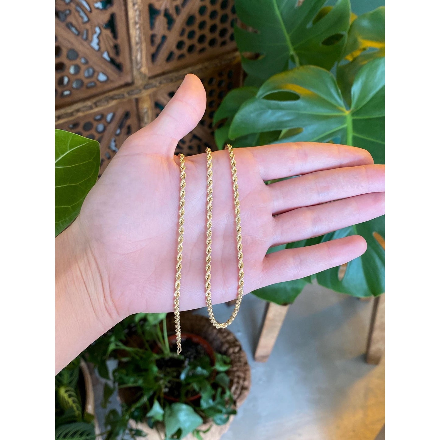 Vintage Solid 14k Yellow Gold Rope Chain Necklace - 19.5 inches