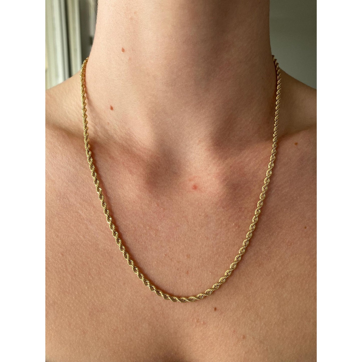 Vintage Solid 14k Yellow Gold Rope Chain Necklace - 19.5 inches