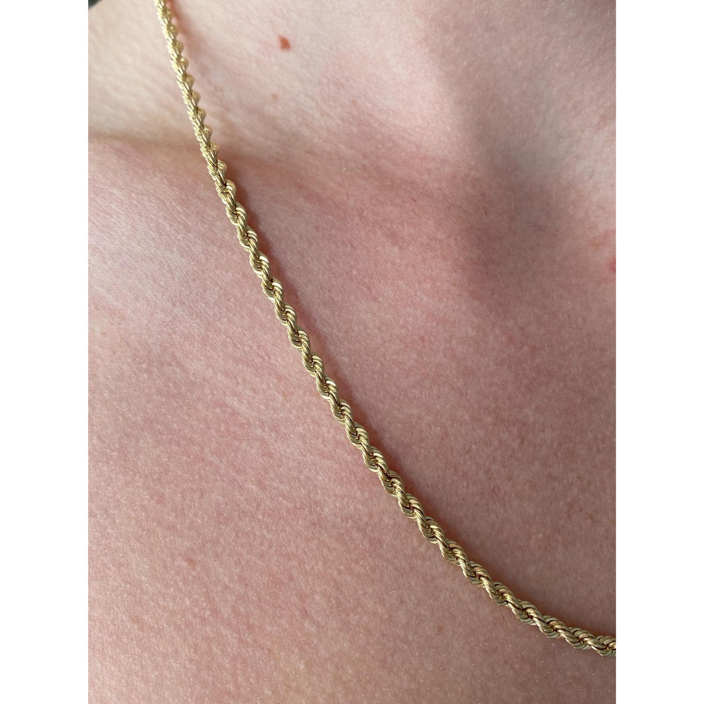 Vintage Solid 14k Yellow Gold Rope Chain Necklace - 19.5 inches