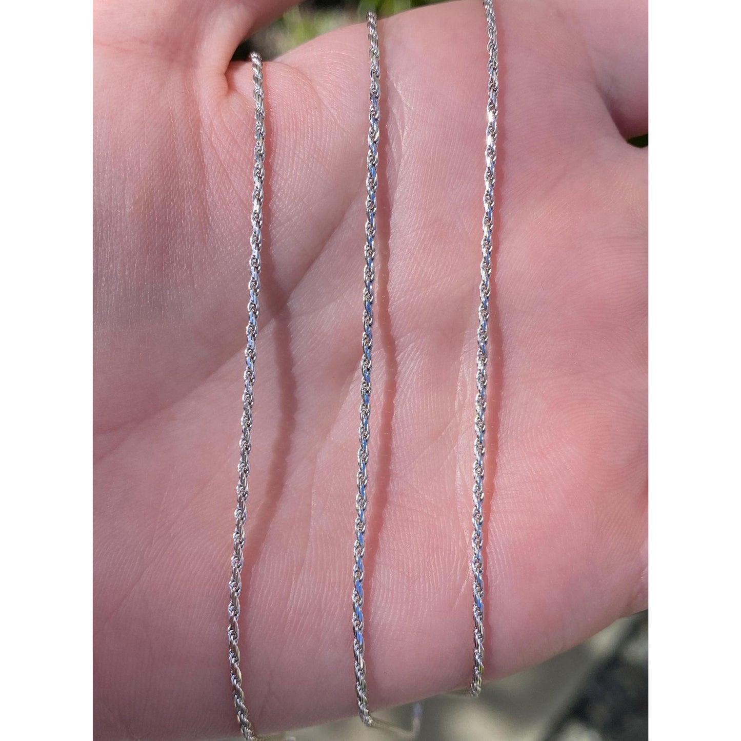 Vintage Solid 14k White Gold Rounded Twist Chain Necklace - 29.75 inches