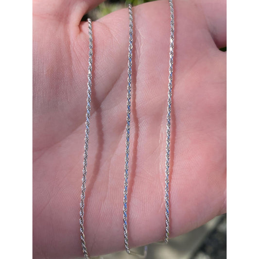 Vintage Solid 14k White Gold Rounded Twist Chain Necklace - 29.75 inches