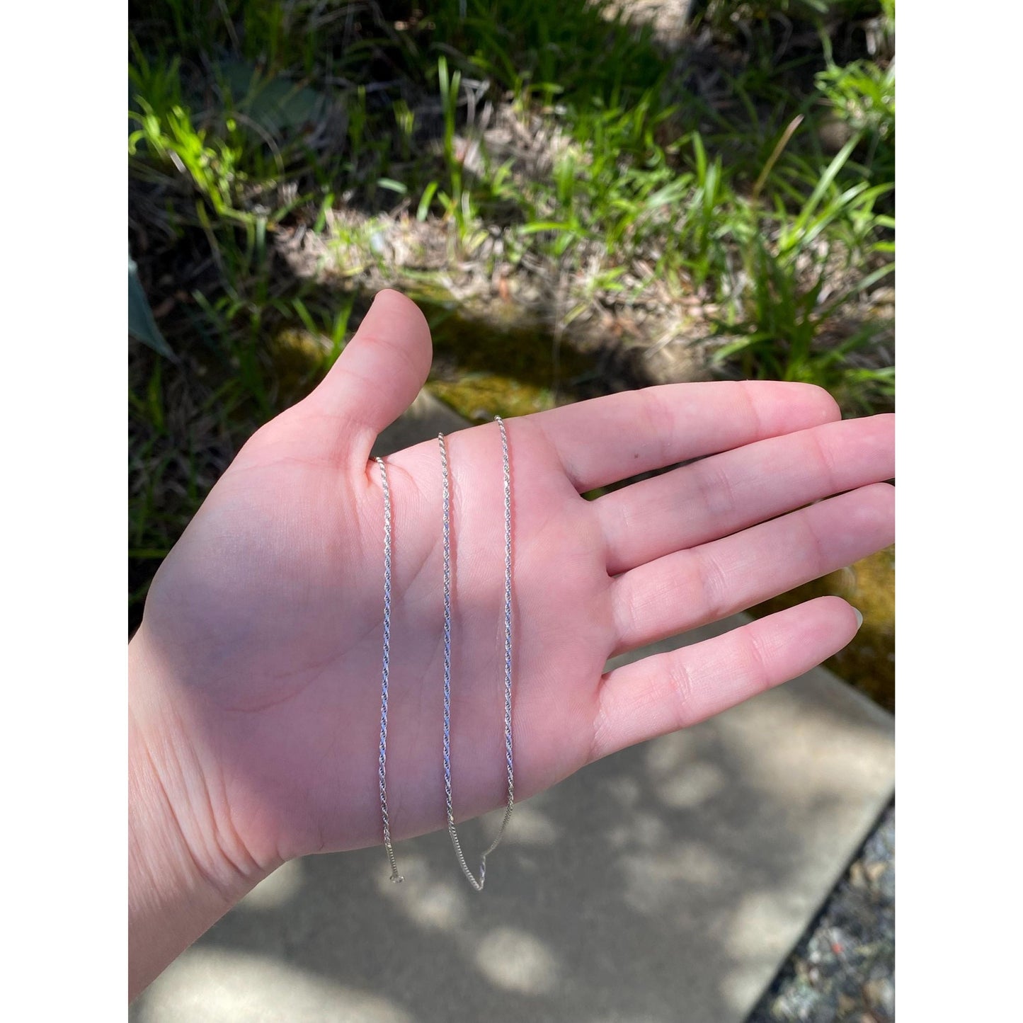 Vintage Solid 14k White Gold Rounded Twist Chain Necklace - 29.75 inches