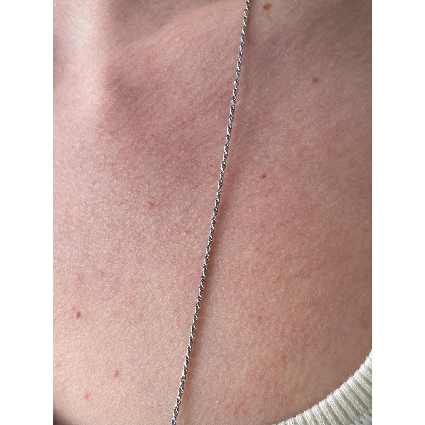 Vintage Solid 14k White Gold Rounded Twist Chain Necklace - 29.75 inches