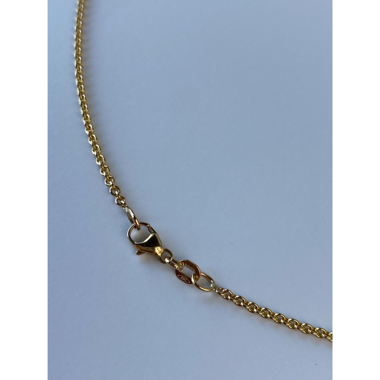 Vintage Solid 14k Yellow Gold Amethyst Dichroic Glass Rolo Chain Necklace - 17 inches