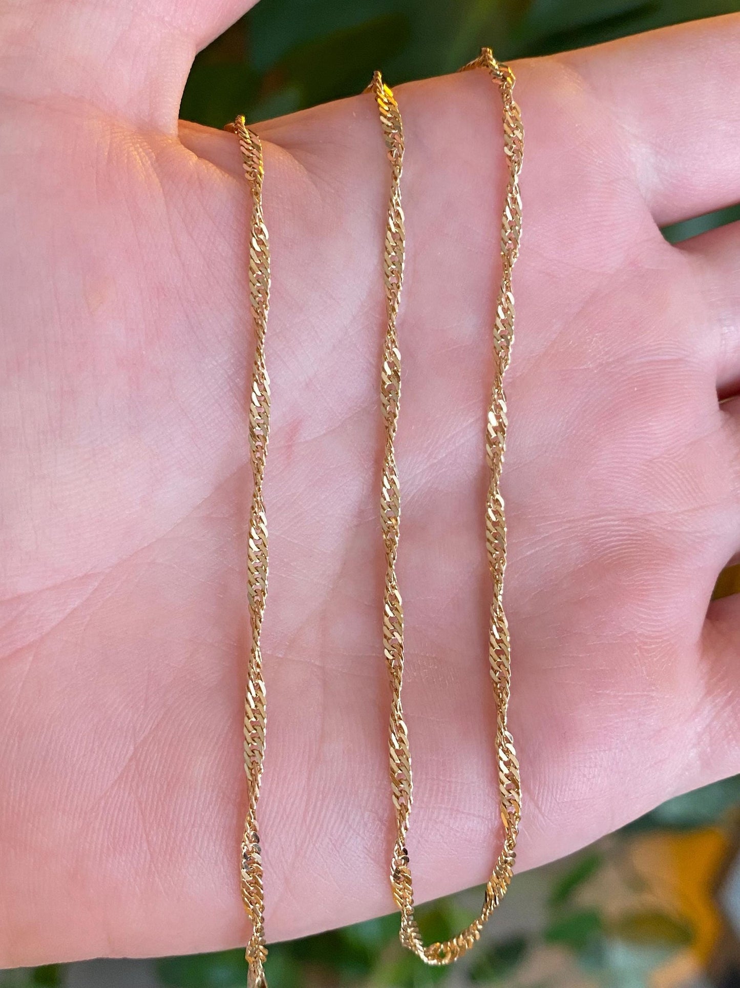 Vintage Solid 14k Yellow Gold Twist Chain Necklace - 18.25 inches