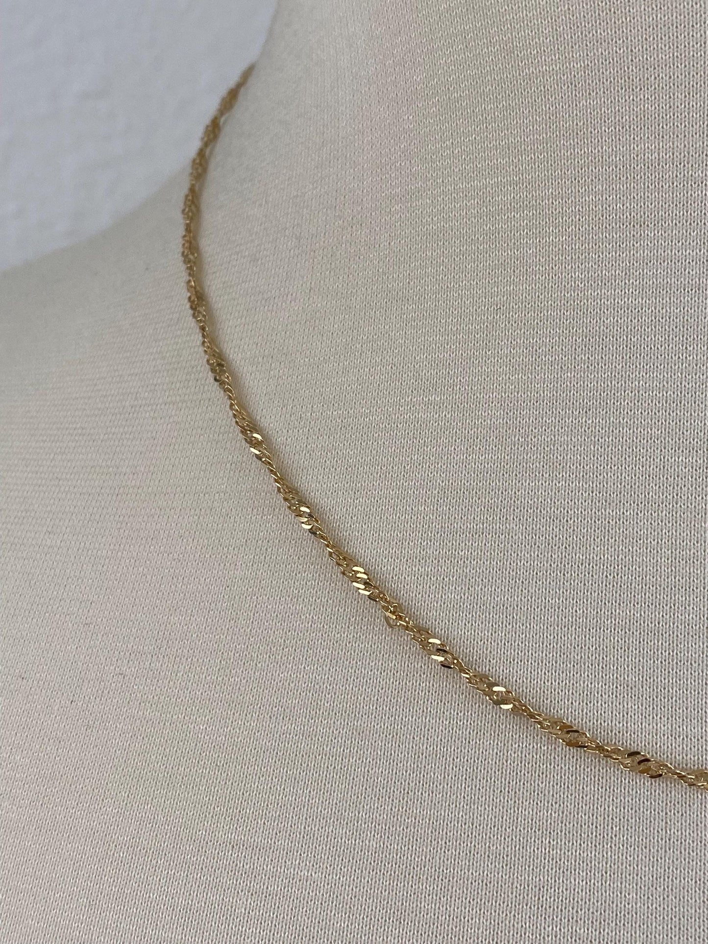 Vintage Solid 14k Yellow Gold Twist Chain Necklace - 18.25 inches