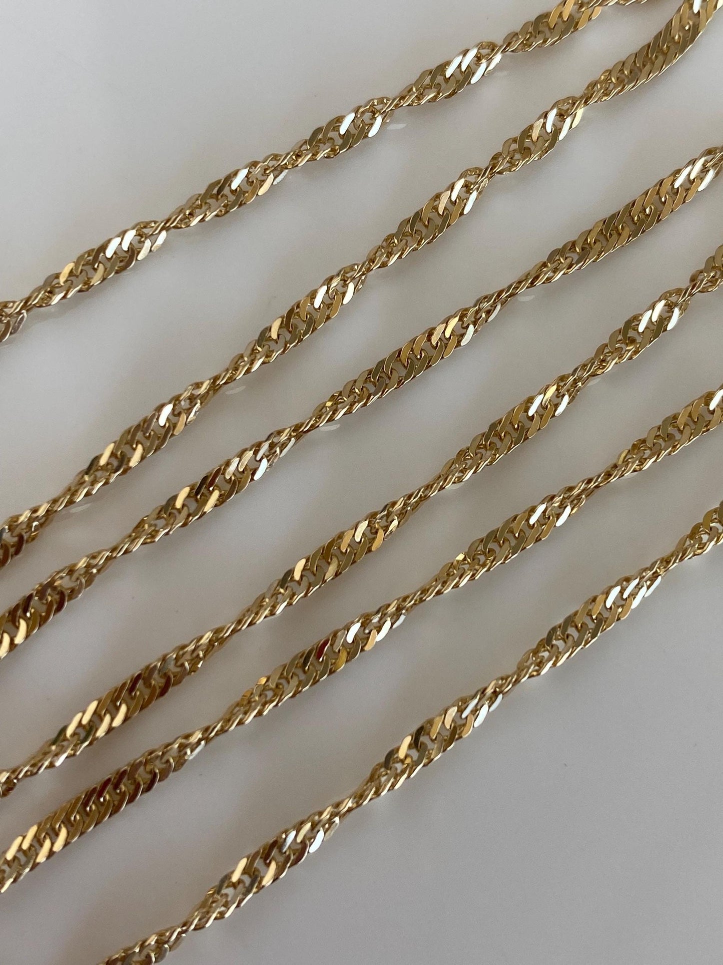 Vintage Solid 14k Yellow Gold Twist Chain Necklace - 18.25 inches