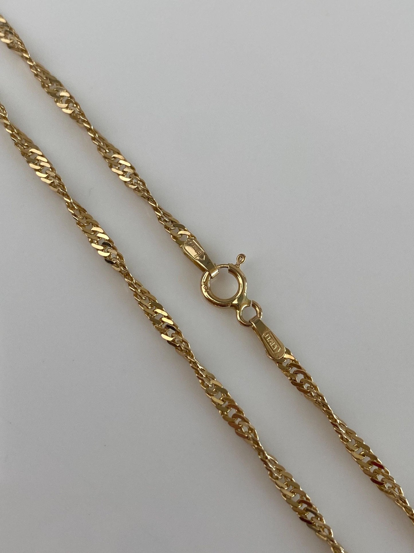 Vintage Solid 14k Yellow Gold Twist Chain Necklace - 18.25 inches