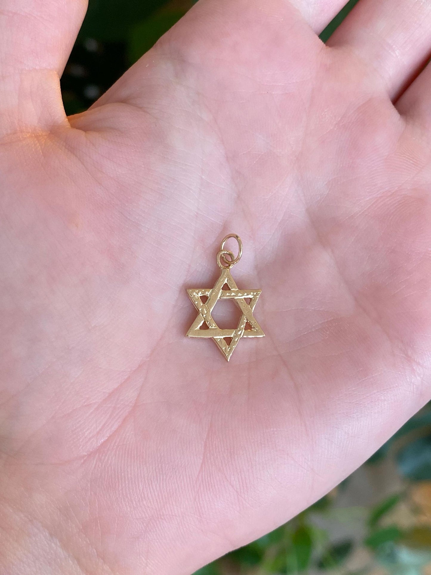 Vintage Solid 14k Yellow Gold Star of David Charm