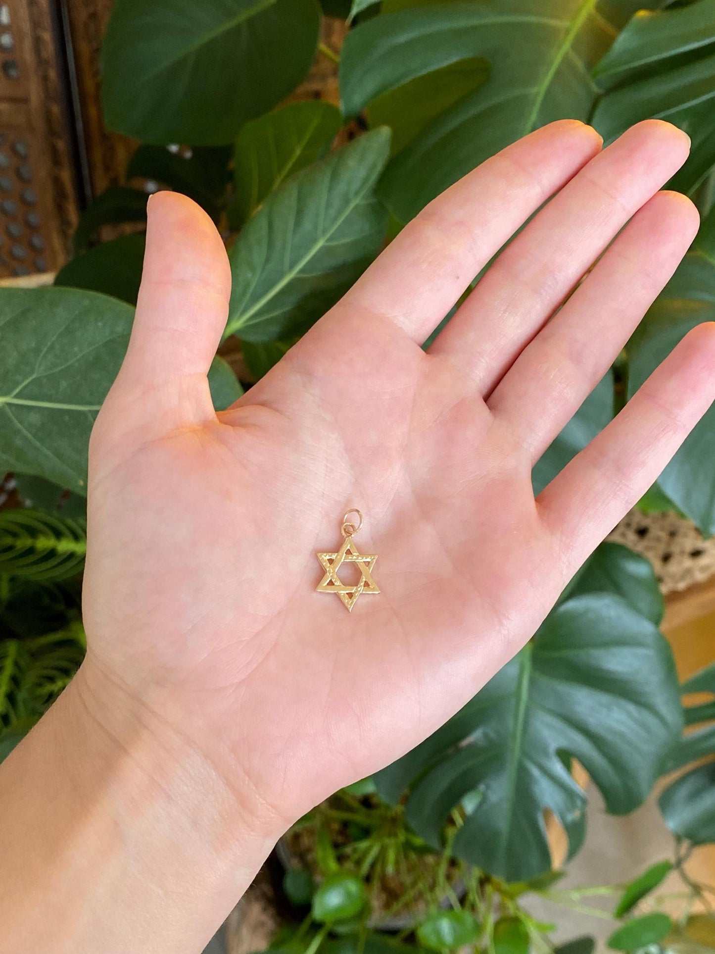 Vintage Solid 14k Yellow Gold Star of David Charm