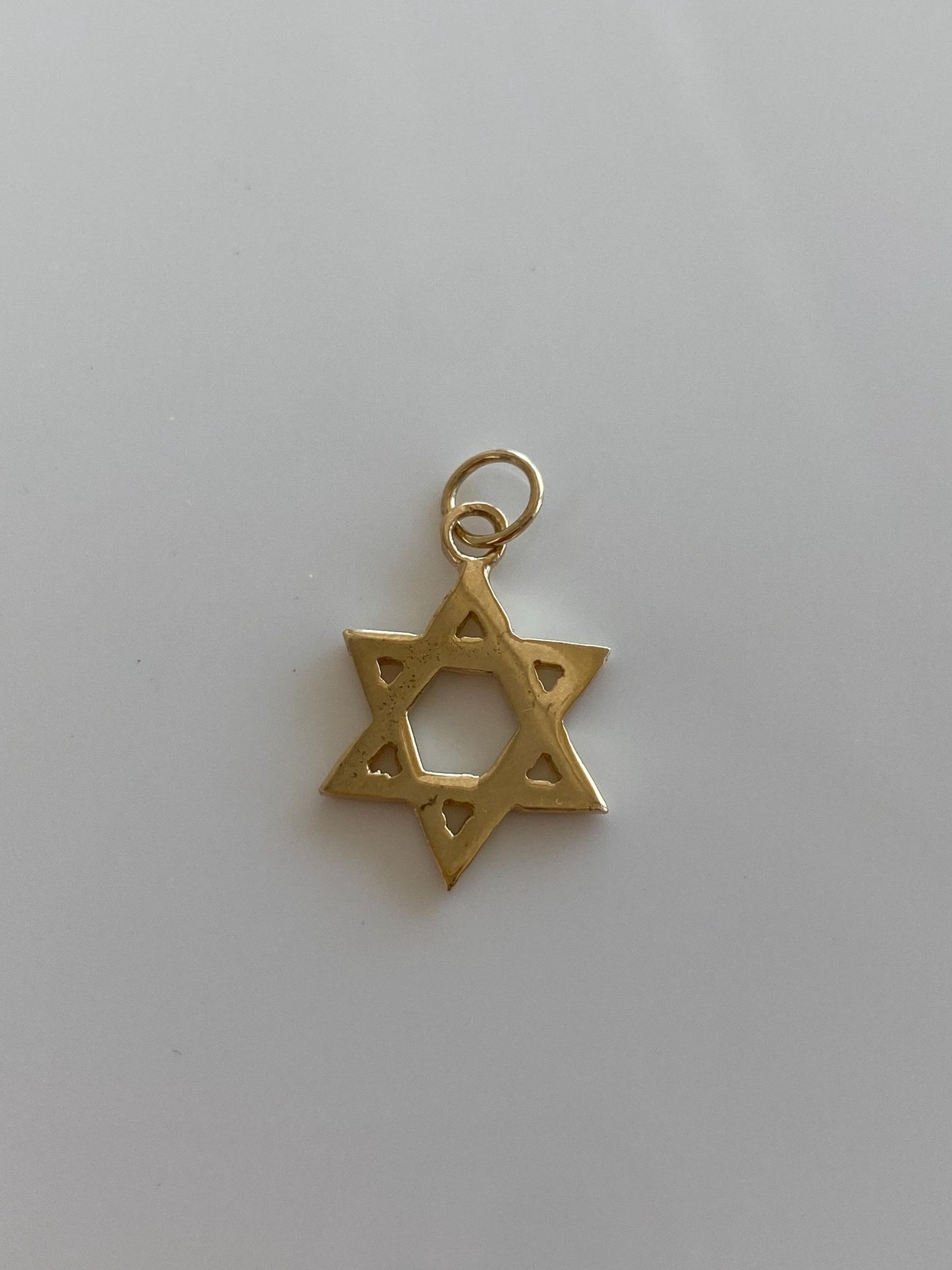 Vintage Solid 14k Yellow Gold Star of David Charm