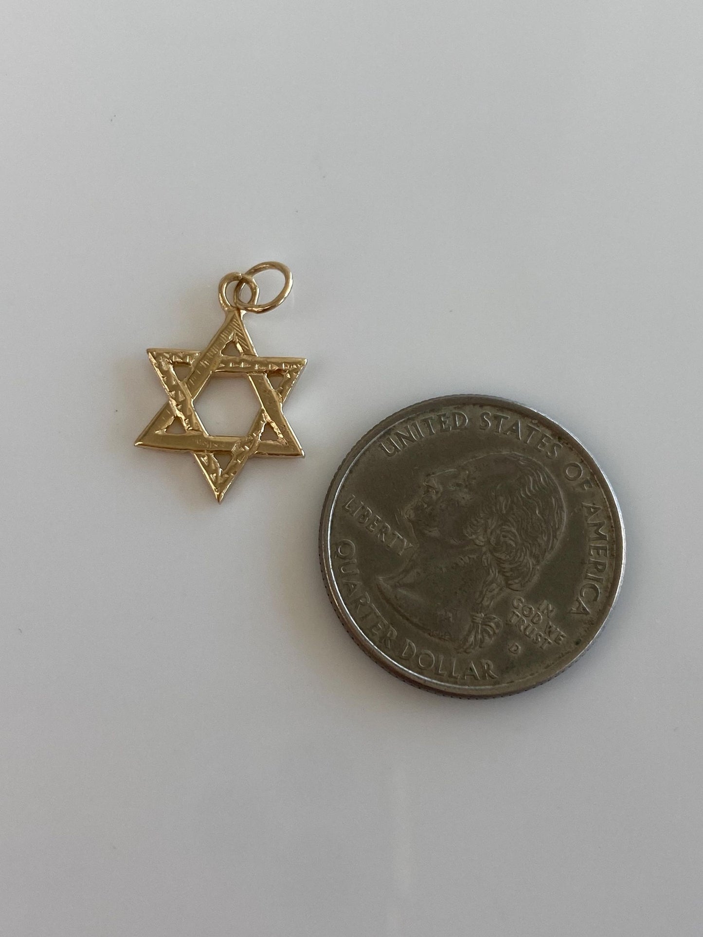 Vintage Solid 14k Yellow Gold Star of David Charm