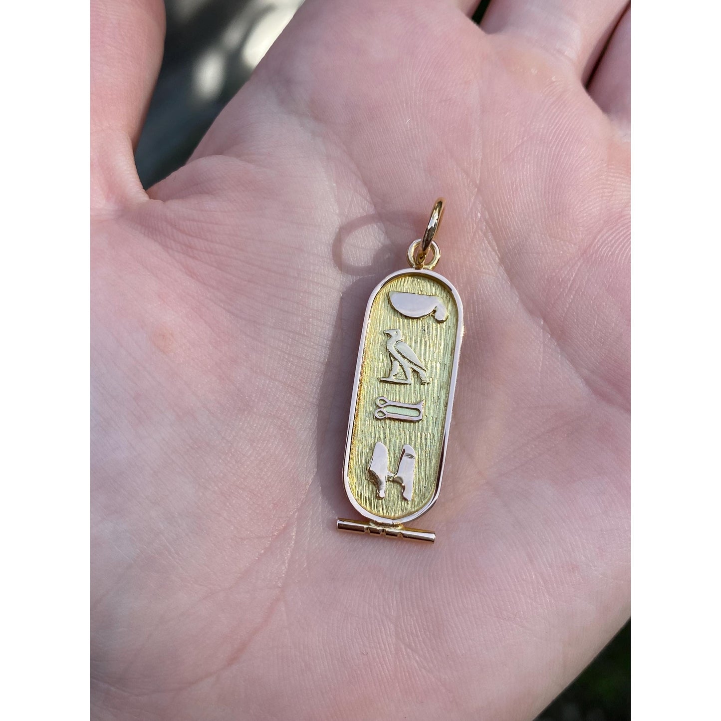 Vintage Solid 18k Yellow Gold Egyptian Cartouche Charm