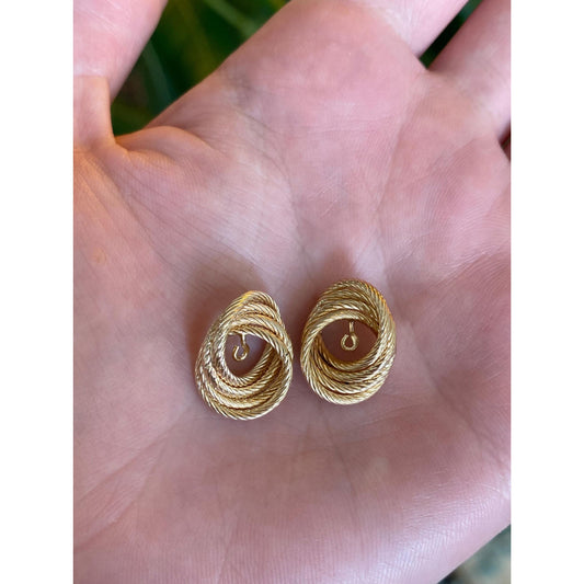 Vintage 14k Yellow Gold Twist Earring Jackets
