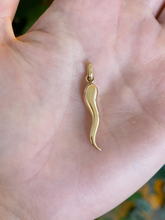 Vintage 14k Yellow Gold Italian Horn Charm