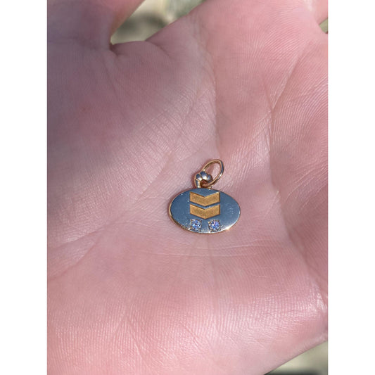 Solid 14k Yellow Gold Diamond Chevron Charm