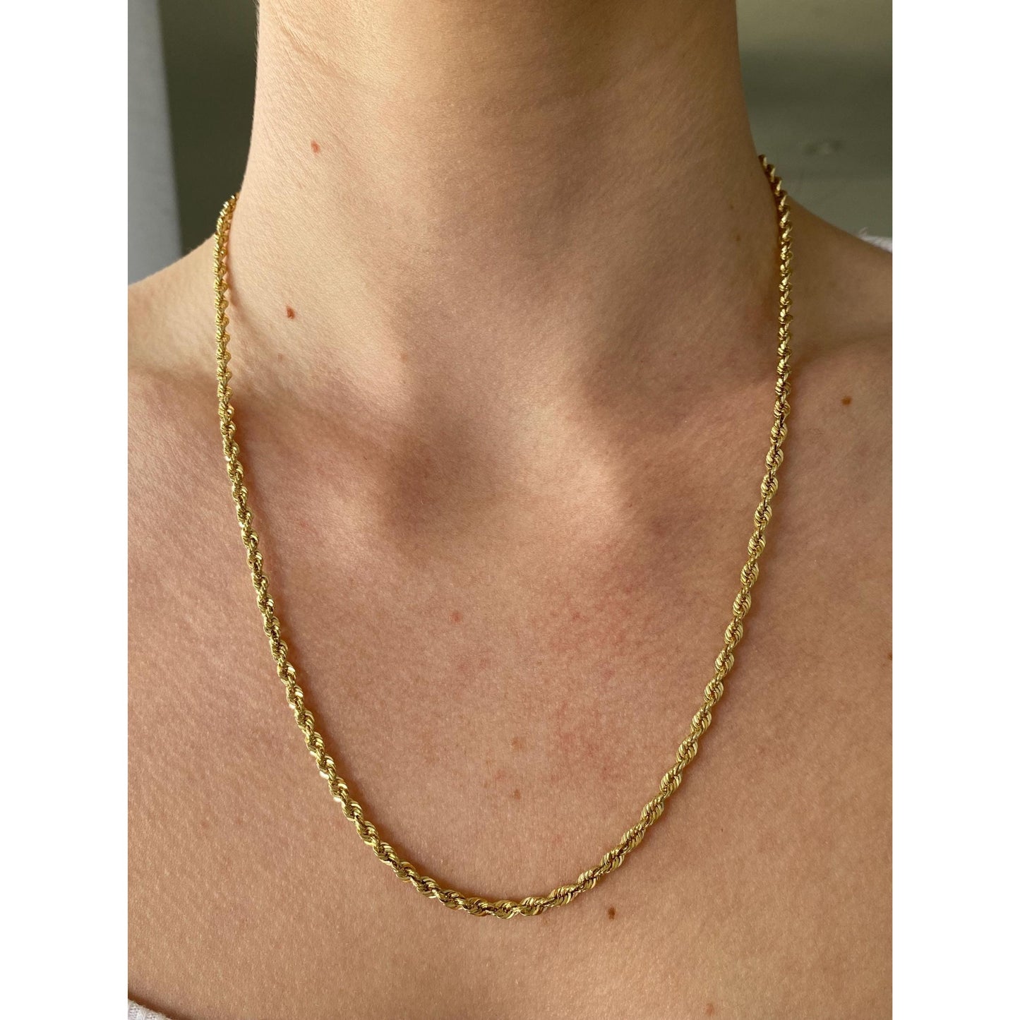 Vintage Solid 10k Yellow Gold Rope Chain Necklace - 20.25 inches