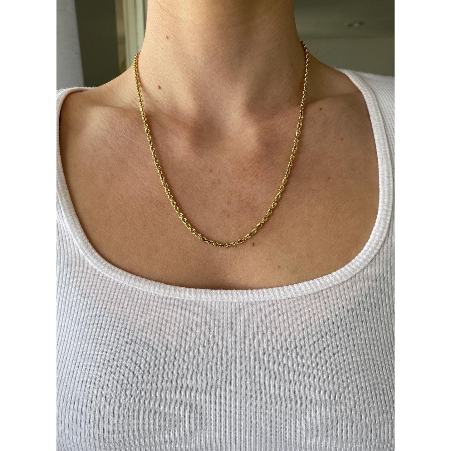 Vintage Solid 10k Yellow Gold Rope Chain Necklace - 20.25 inches