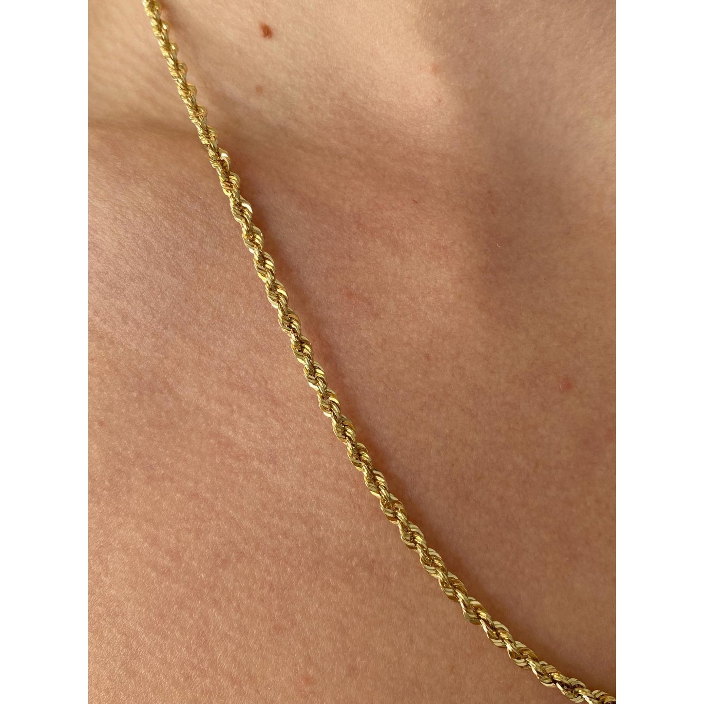 Vintage Solid 10k Yellow Gold Rope Chain Necklace - 20.25 inches