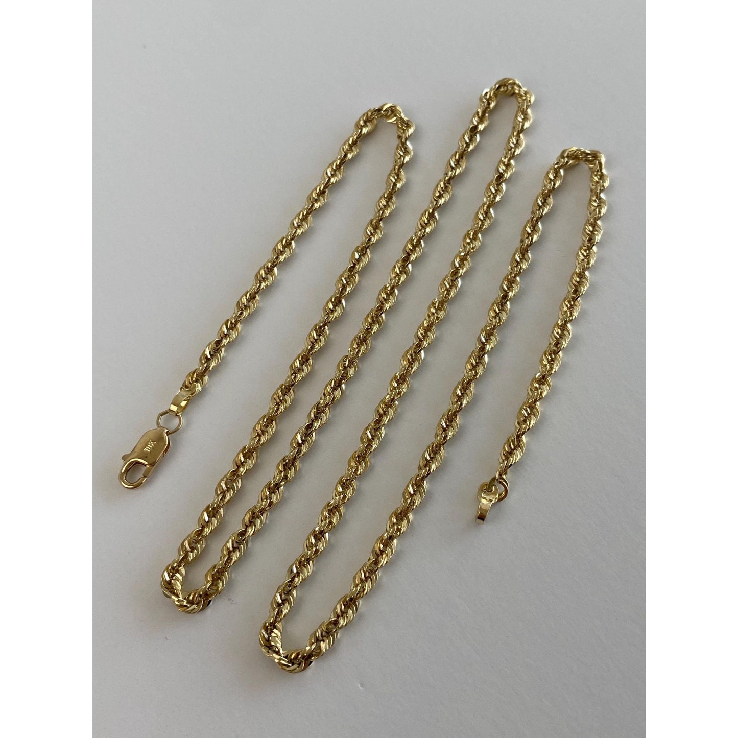Vintage Solid 10k Yellow Gold Rope Chain Necklace - 20.25 inches
