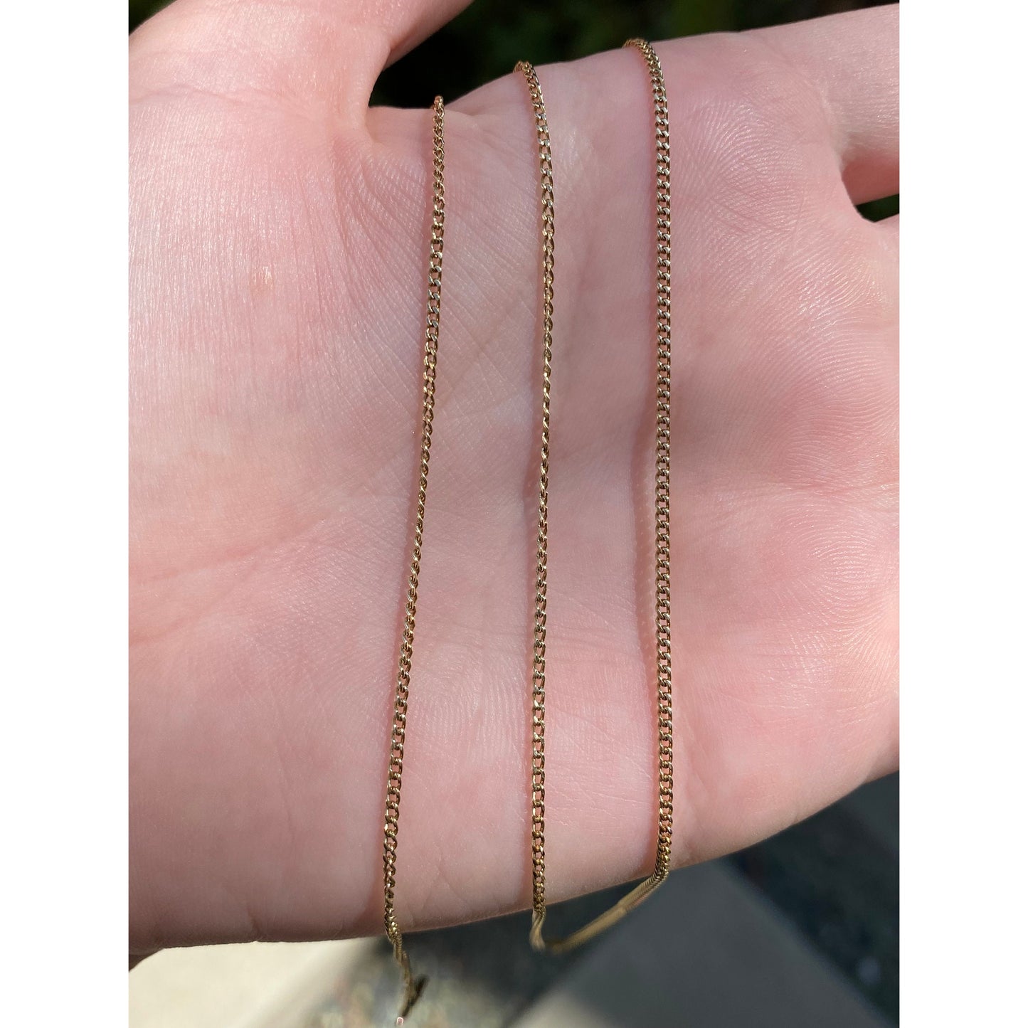 Vintage Solid 18k Yellow Gold Dainty Curb Chain Necklace - 24.25 inches