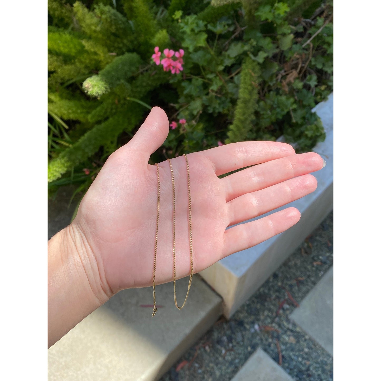 Vintage Solid 18k Yellow Gold Dainty Curb Chain Necklace - 24.25 inches