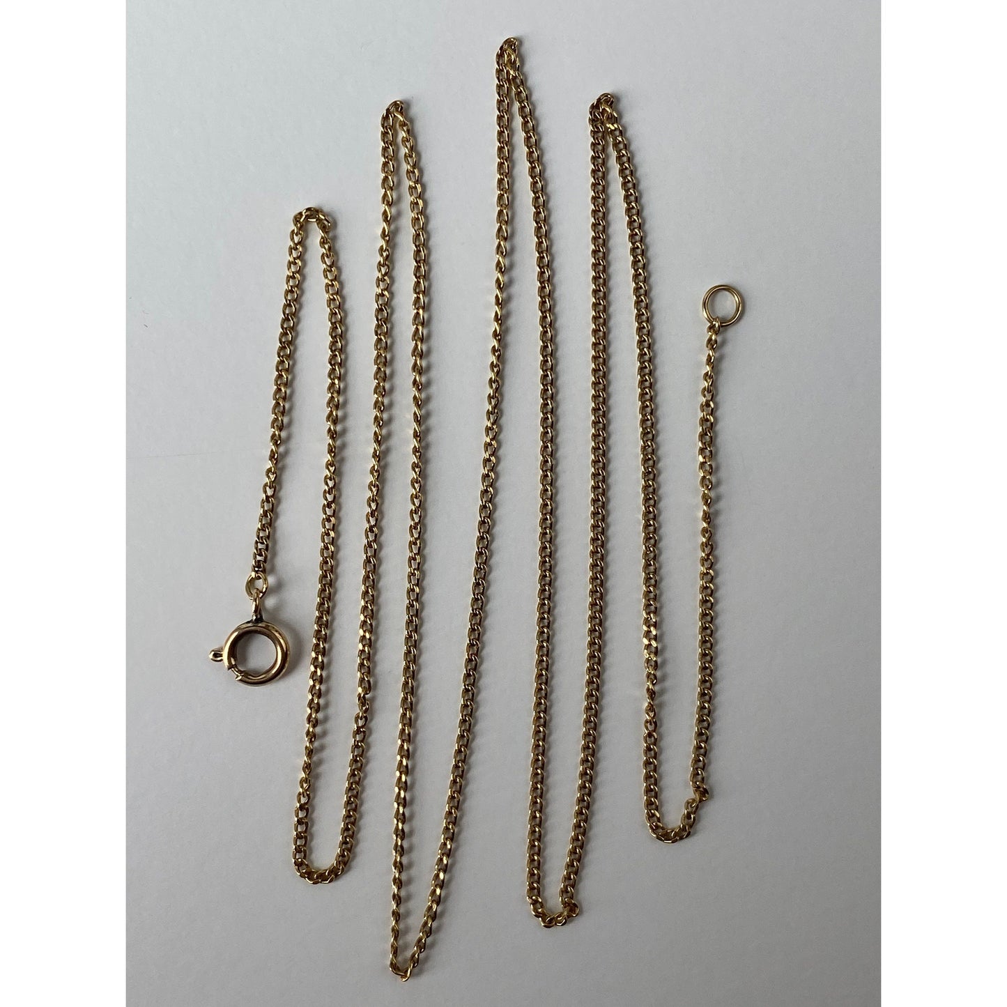 Vintage Solid 18k Yellow Gold Dainty Curb Chain Necklace - 24.25 inches