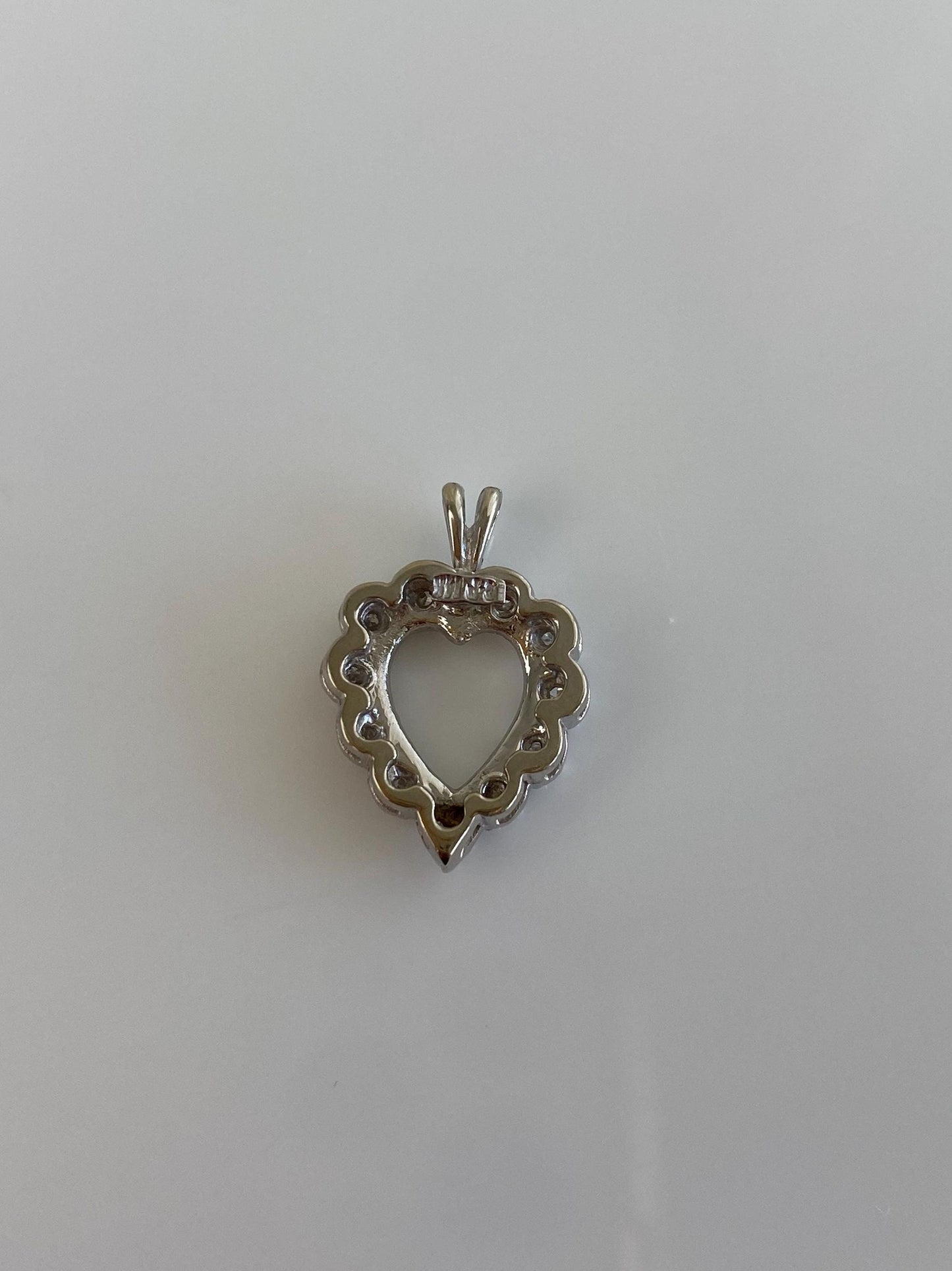 Vintage Solid 10k White Gold Diamond Heart Charm