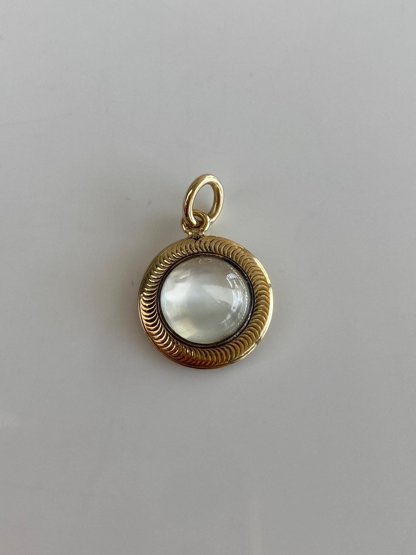 Vintage Solid 14k Yellow Gold Moonstone Cufflink Conversion Charm